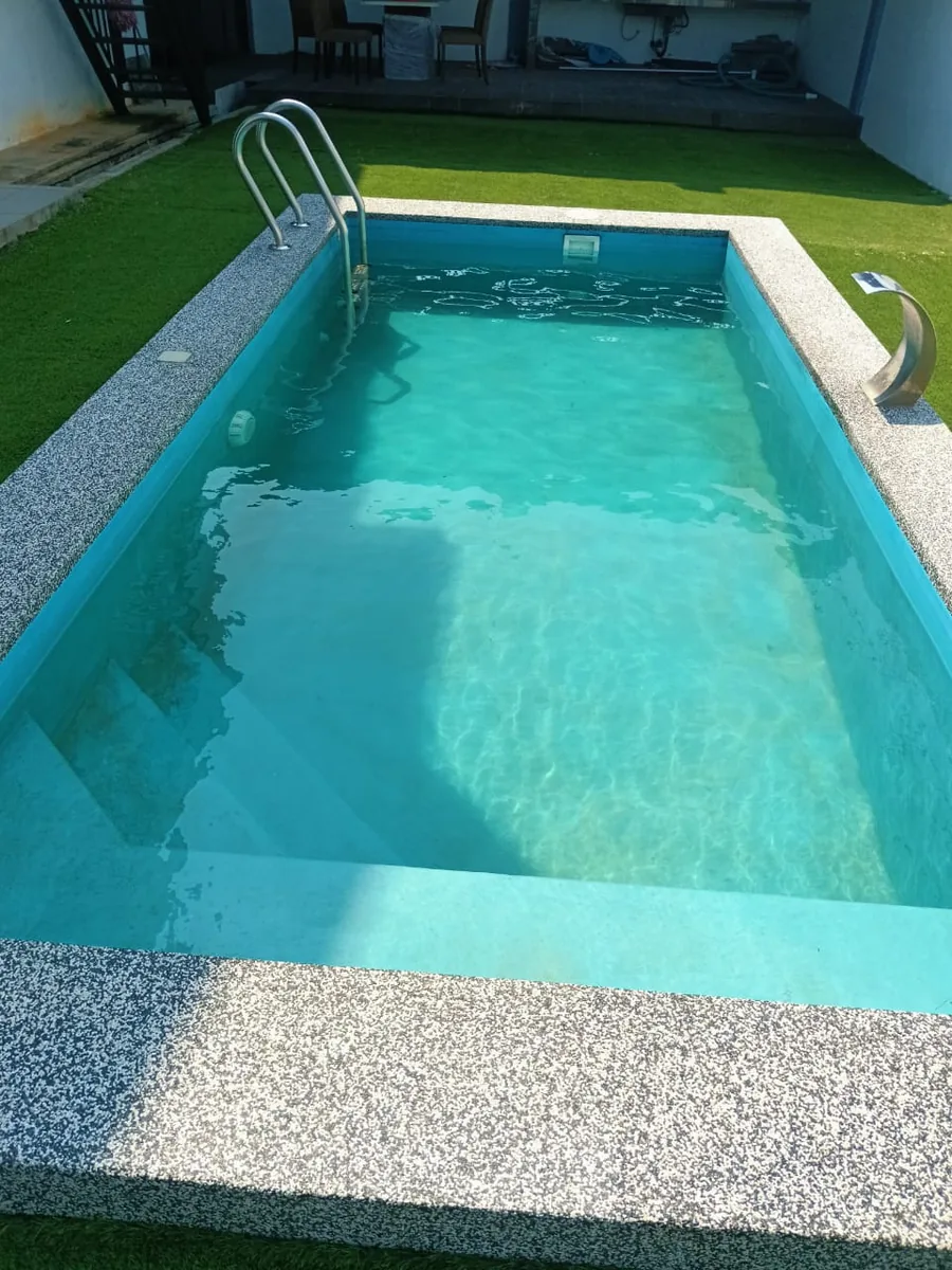 Small pool with clear water after cleaning