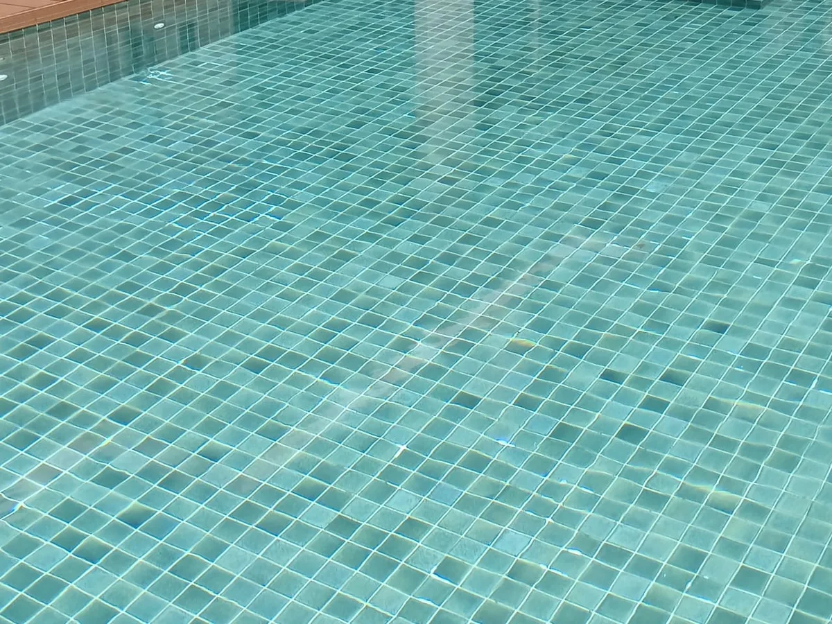 Clean pool tile and clear water detail